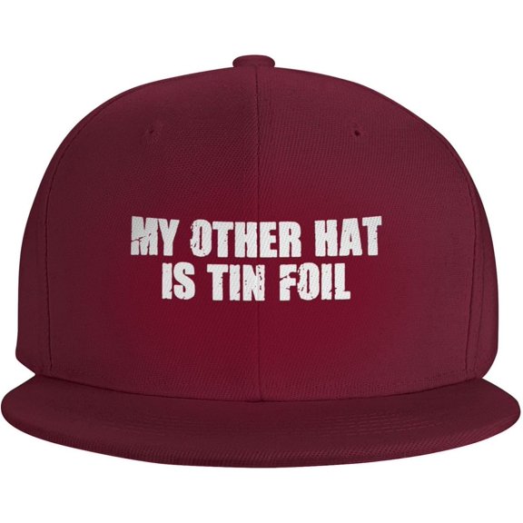 My Other Hat is Tin Foil Flat Brim Sun Hat for Men & Women, Adjustable Breathable Baseball Cap for Outdoor,Black