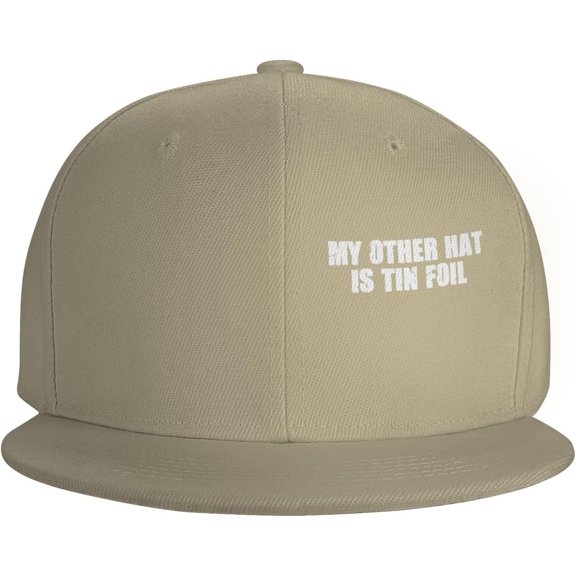 My Other Hat is Tin Foil Flat Brim Sun Hat for Men & Women, Adjustable Breathable Baseball Cap for Outdoor,Black