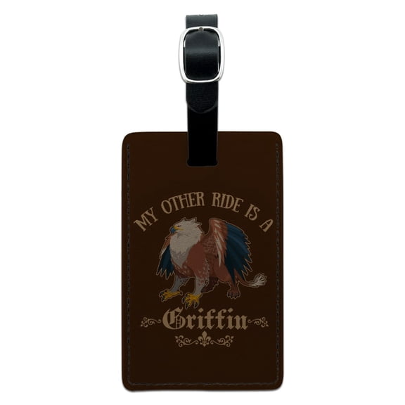 My Other Ride Is A Griffin Fantasy Games RPG Rectangle Leather Luggage Card Suitcase Carry-On ID Tag