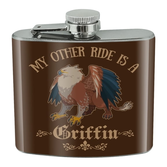 My Other Ride Is A Griffin Fantasy Games RPG Stainless Steel 5oz Hip Drink Kidney Flask