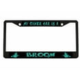 thumbnail image 1 of My Other Ride is A Broom Style Metal License Plate Frame Personalized/Car Accessories Car Tag Holder Cover (Black/Black/Turquoise), 1 of 2
