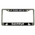 thumbnail image 1 of My Other Ride is A Broom Style Metal License Plate Frame Personalized/Car Accessories Car Tag Holder Cover (Chrome/Black/White), 1 of 2