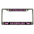 thumbnail image 1 of My Other Ride is an Airplane Style Metal License Plate Frame Personalized/Car Accessories Car Tag Holder Cover (Chrome/Black/L Pink), 1 of 2