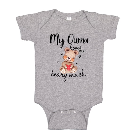 My Ouma Loves Me Beary Much Baby Bodysuit One Piece NB Athletic Heather