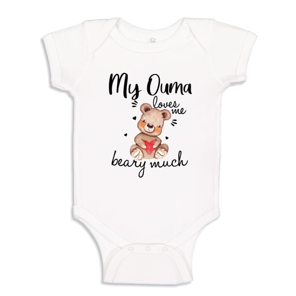 My Ouma Loves Me Beary Much Baby Bodysuit One Piece NB White