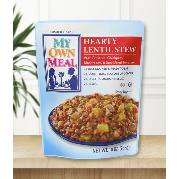 My Own Meal, Hearty Lentil Stew, Kosher and Halal Certified, Shelf Stable, 10 OZ Pack of 6
