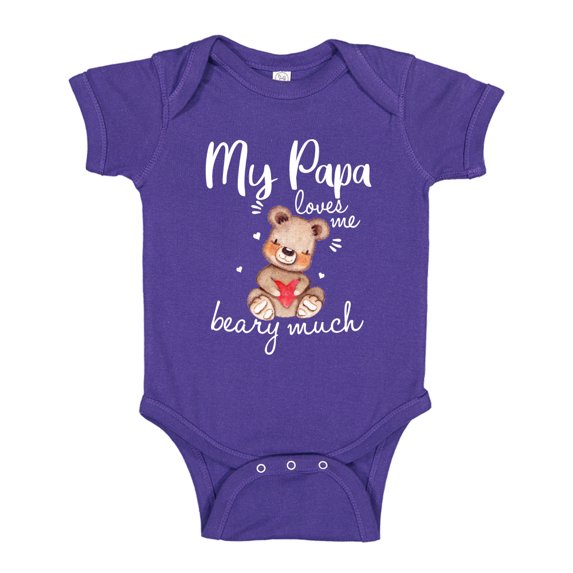 My Papa Loves Me Beary Much Baby Bodysuit One Piece 24 mo Purple