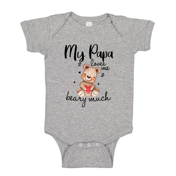 My Papa Loves Me Beary Much Baby Bodysuit One Piece NB Athletic Heather