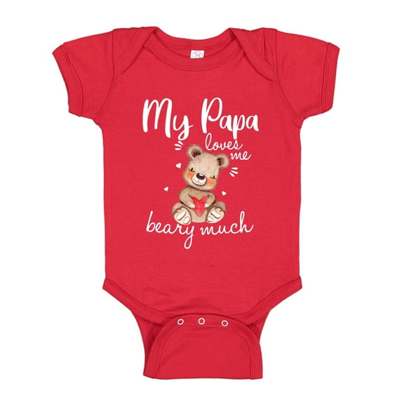 My Papa Loves Me Beary Much Baby Bodysuit One Piece NB Red