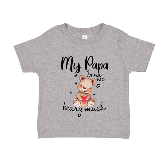 My Papa Loves Me Beary Much Toddler T-Shirt 2T Athletic Heather