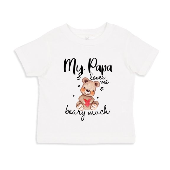 My Papa Loves Me Beary Much Toddler T-Shirt 2T White
