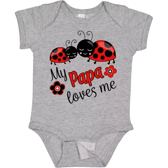 My Papa Loves Me With Cute Ladybugs Baby Bodysuit Family Daddy Grandpa Bodysuit Cute Baby Onesie, BABY BODYSUIT LAT 4424