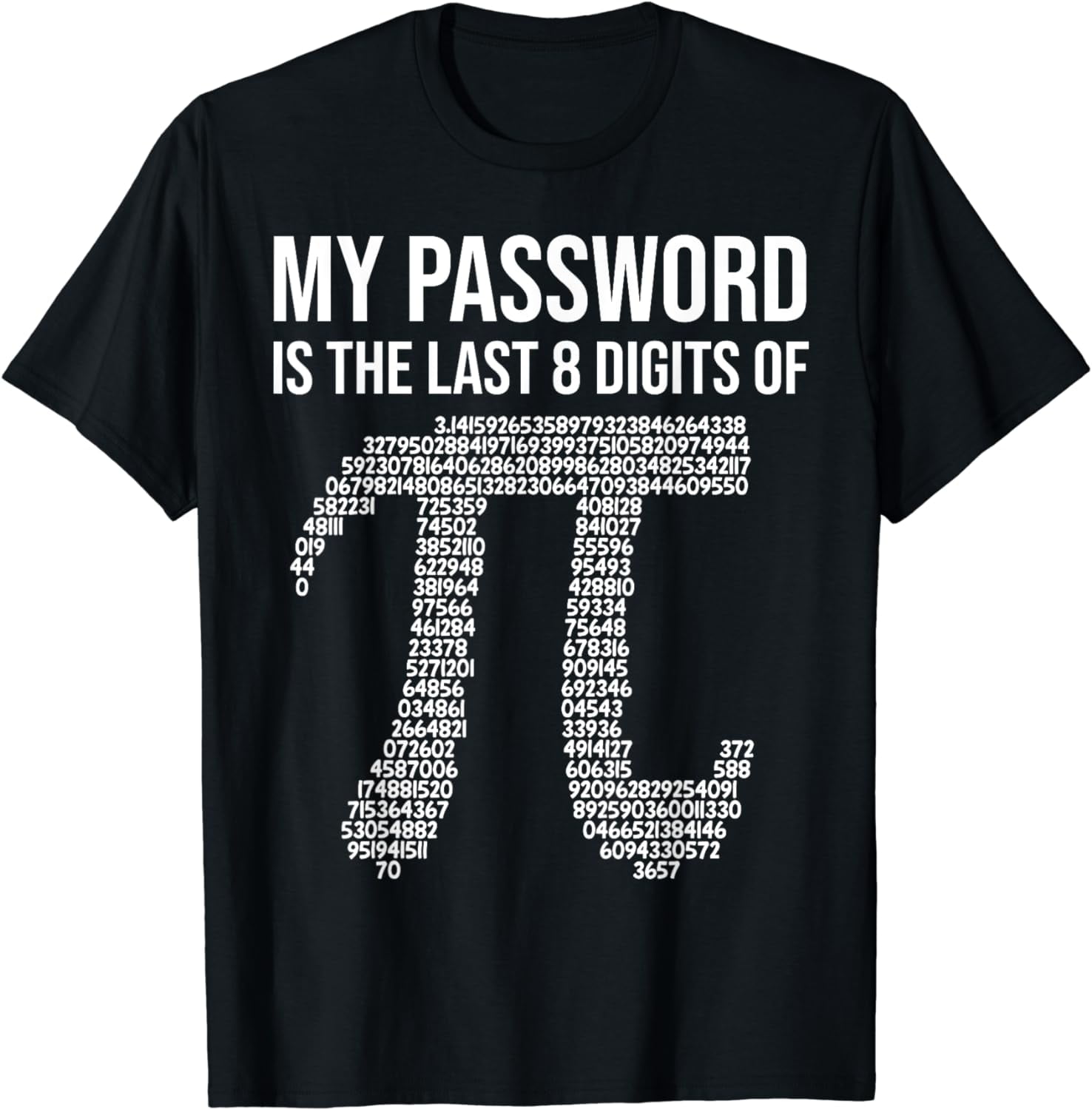 My Password Is The Last 8 Digist Of Pi Day 3.14 Math Teacher T-Shirt ...