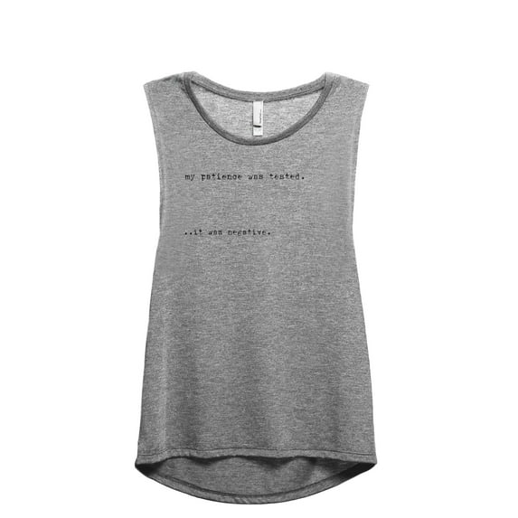 My Patience Was Tested It Was Negative Women's Fashion Sleeveless Muscle Workout Yoga Tank Top Heather Grey Grey X-Large