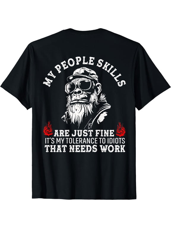 My People Skills Are Just Fine Monkey (On Back) T-Shirt