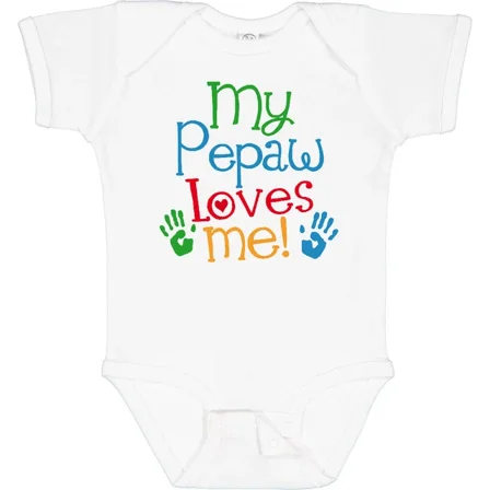 My Pepaw Loves Me Grandchild Outfit Infant Creeper Grandkids Childs Bodysuit Cute Baby Onesie, BABY BODYSUIT LAT 4424