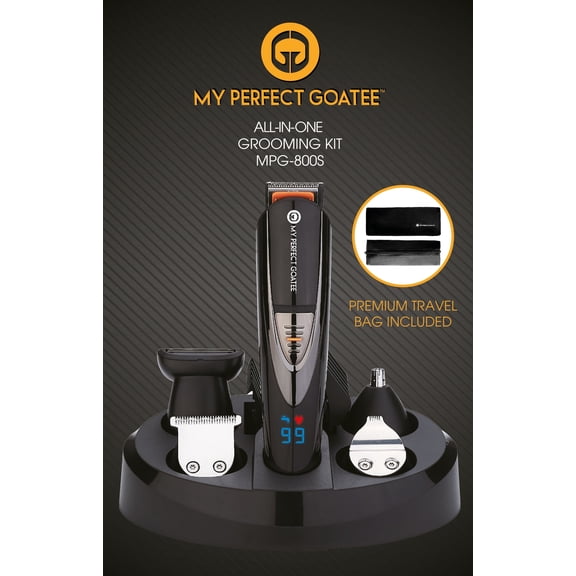 My Perfect Goatee Beard Trimmer, Grooming Kit with LED Battery Charge Indicator, Premium Travel Bag