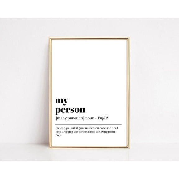 My Person Definition Minimalist Wall Art Friendship Decor, Unframed Canvas Size 24x36