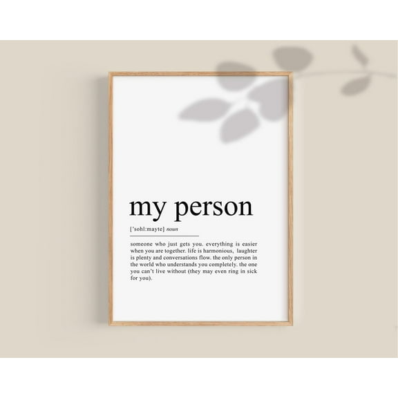 My Person Definition Poster Soulmate Unique Boyfriend Gift Girlfriend Her Anniversary Or Wedding Husband Home Decor, 8x12 UNFRAMED