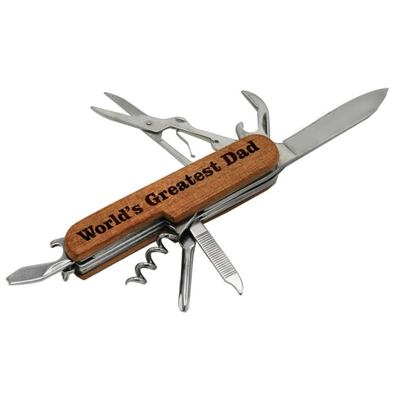 My Personal Memories Worlds Greatest Dad Multi Tool with Wood Handle