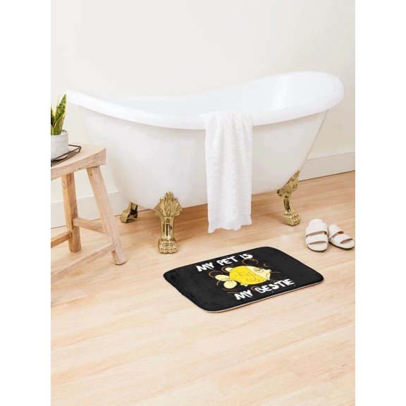 My Pet Is My Bestie Bath Mat, Funny Cute Fish Pet Lover Bathroom Decor, Non-Slip Soft Absorbent Mat Gift