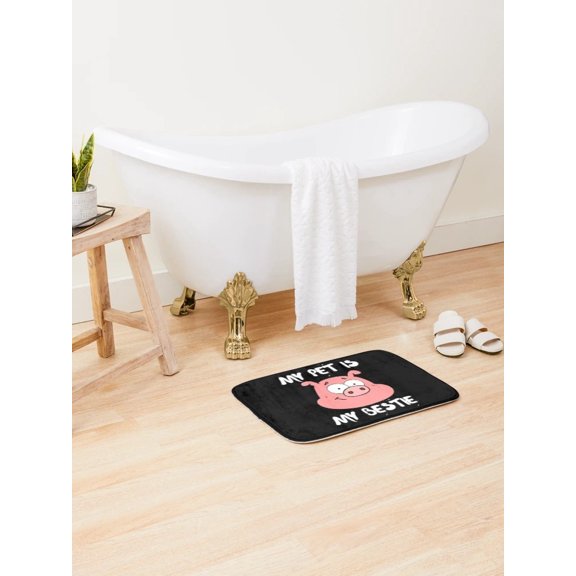 My Pet Is My Bestie Pig Doormat, Funny Cartoon Pig Lover Entryway Mat with Non-Slip Backing