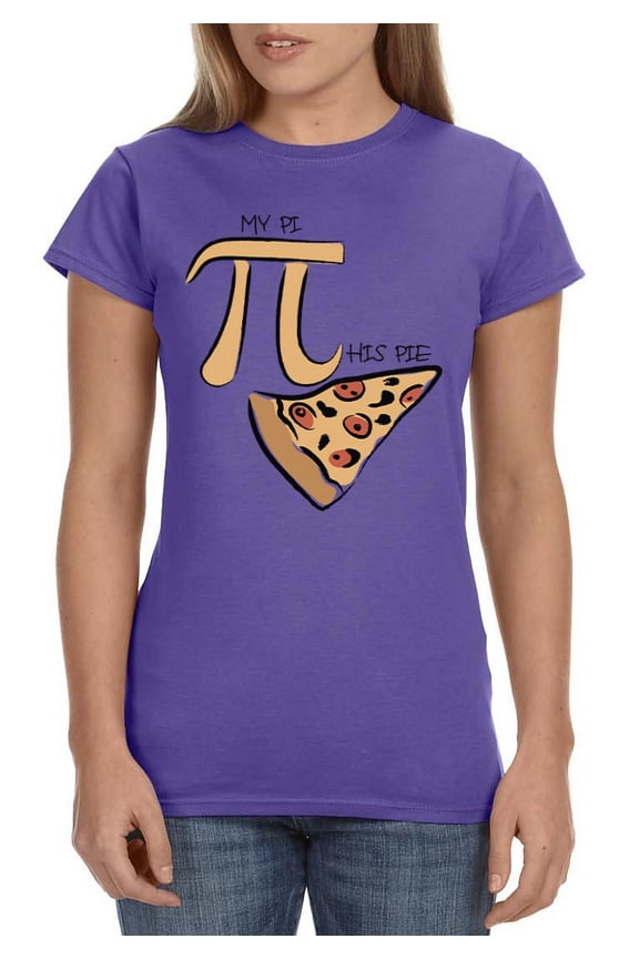 My Pi Vs. His Pie Pizza Women's Funny Math Teacher's Shirt Pi Day T-Shirt