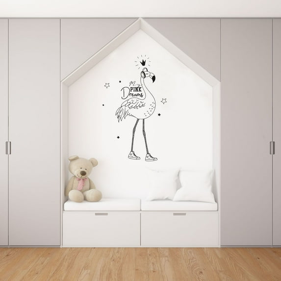 My Pink Dreams - Cute Flamingo Chill Vibes Only Calm Happy Vinyl Wall Sticker Wall Art Wall Decal Boys Girls Kids Room Cute Flamingo Design Bedroom Nursery Kinder Home Decoration Size(30x22 inch)