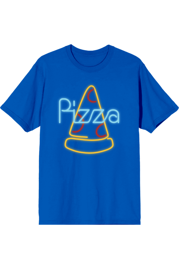 My Pizza Day Neon Pepperoni Pizza Slice Crew Neck Short Sleeve Adult T-shirt-3XL-Orange