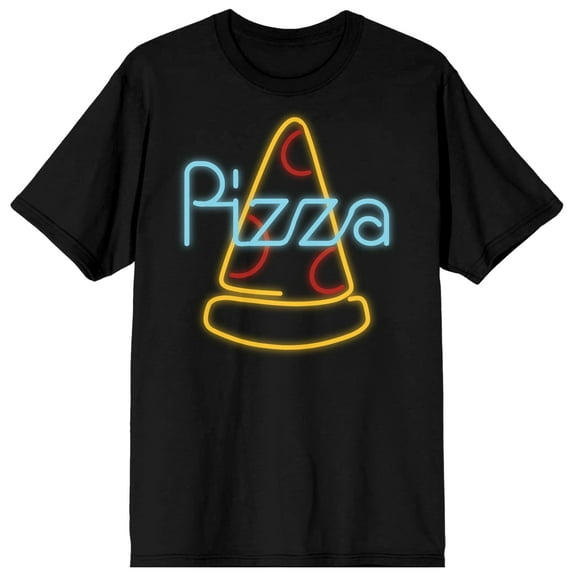 My Pizza Day Neon Pizza Slice Men's Black Graphic Tee-Small