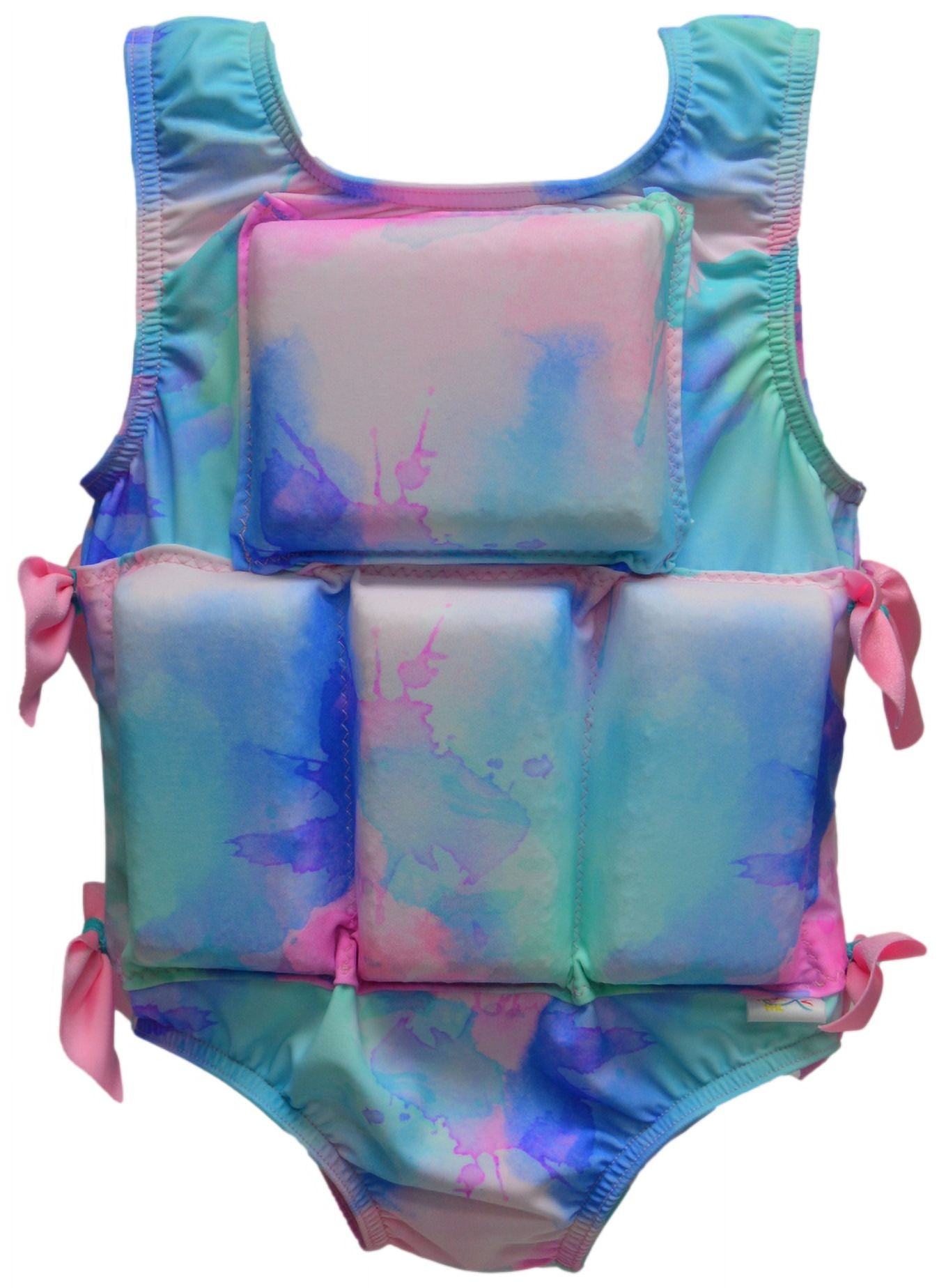 My Pool Pal Girl's Swimwear Flotation Life Vest Swimsuit - 79303 (Pastel Paint Splatter, Small (30-40 lbs))