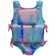 My Pool Pal Girls Swimwear Flotation Life Vest Swimsuit - 79303 Pastel Paint Splatter, Small 30-40 lbs