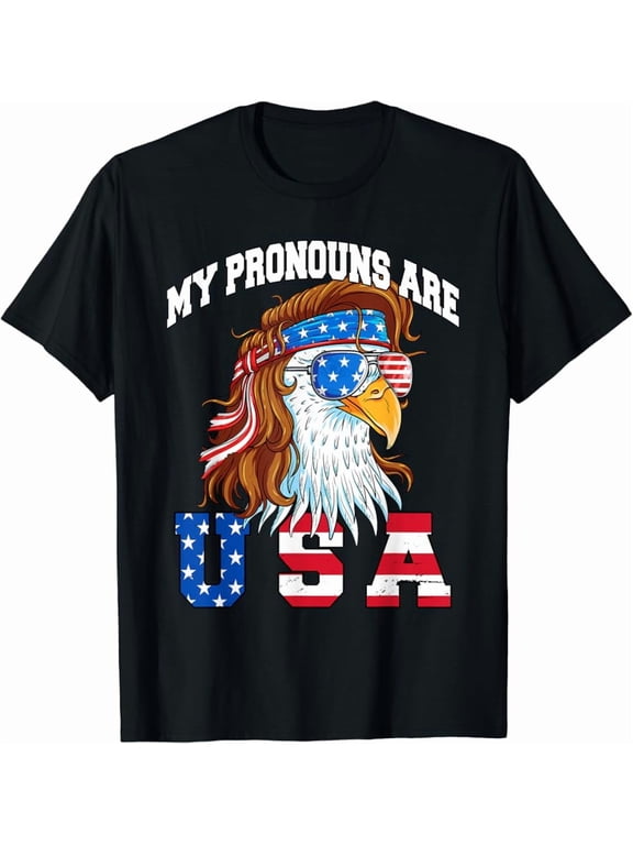 My Pronouns Are Usa Eagle Funny 4Th Of July American T-Shirt