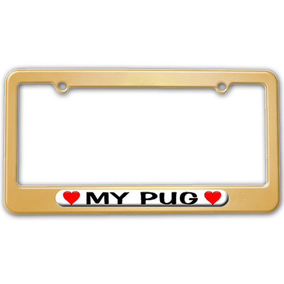 My Pug Love with Hearts License Plate Frame