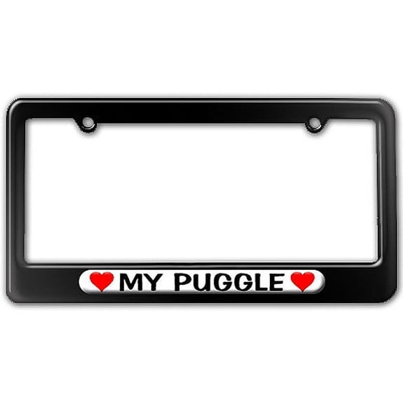 My Puggle Love with Hearts License Plate Frame