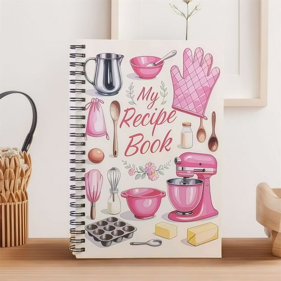 Cookbook Recipe Journal and Kitchen Notebook for Chefs - Spiral Bound Cooking Diary, Meal Planner, Grocery List, Glove Schedule & Organizer (1 Notebook)