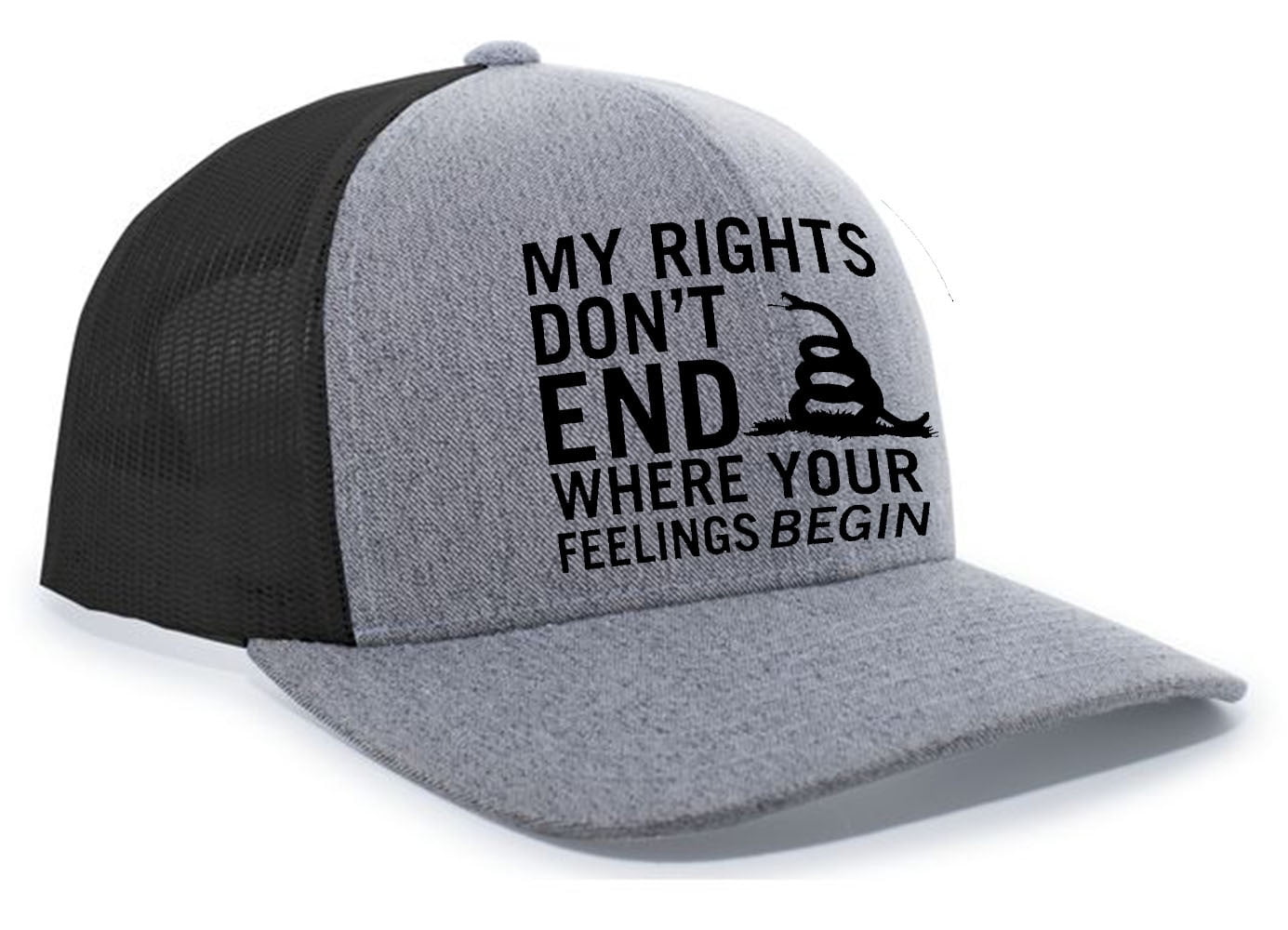 My Rights Don’t End Where Your Feelings Begin Trucker Hat – Camo/Orange, Snapback - View #5