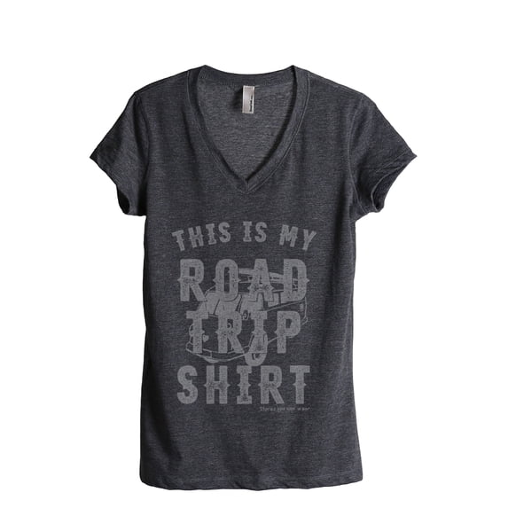 My Roadtrip Shirt Women's Fashion Relaxed V-Neck T-Shirt Tee Charcoal Grey Small