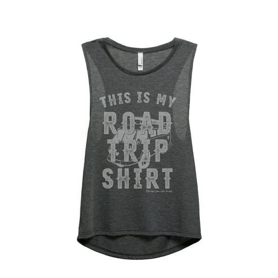 My Roadtrip Shirt Women's Fashion Sleeveless Muscle Workout Yoga Tank Top Charcoal Grey X-Large