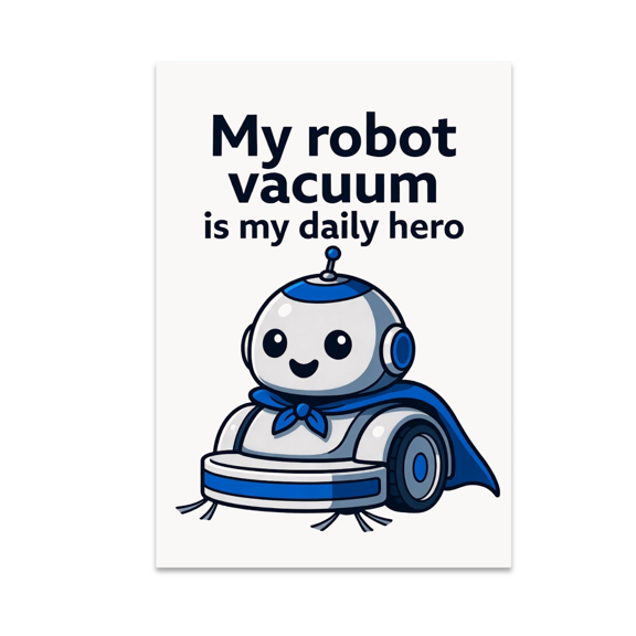 My Robot Vacuum Is My Daily Hero - Home Robotics Decor - 13x19 Poster Print