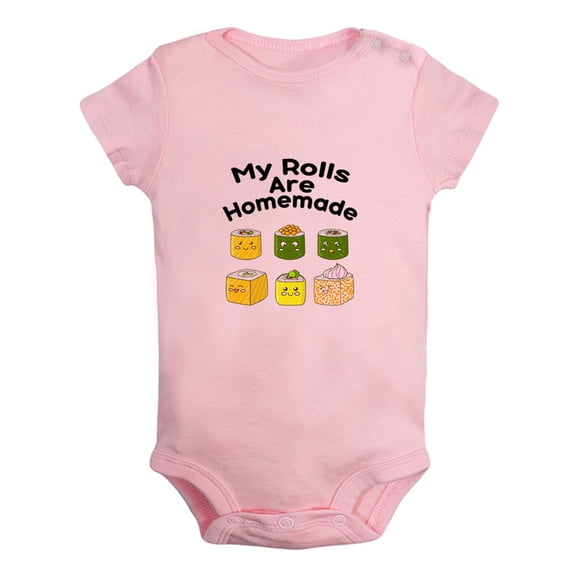 My Rolls Are Homemade Funny Rompers For Babies, Newborn Baby Unisex Bodysuits, Infant Jumpsuits, Toddler 0-12 Months Kids One-Piece Oufits (Pink, 12-18 Months)