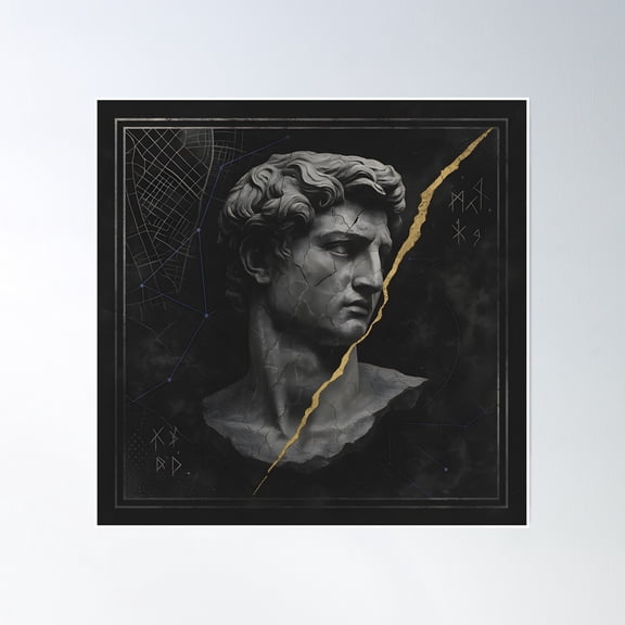 My Roman Empire, Marble Man Golden Mind Poster Wall Art, Modern Wall Decor, 16x16 UNFRAMED