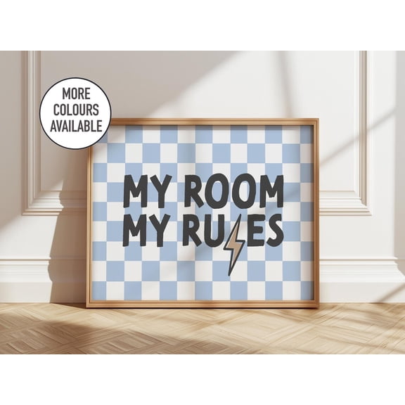 My Room My Rules Boys Bedroom Playroom Wall Art, Unframed Paper Poster 11x14in