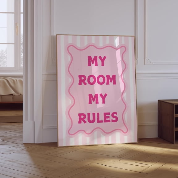 My Room My Rules Girly Bedroom Poster, Unframed Size 12x18