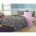 thumbnail image 1 of My Room Neon Leopard Queen 7 Piece Bed in a Bag Bedding Set, Polyester, Pink, Sky Blue, Multi, Female, Child, 1 of 6
