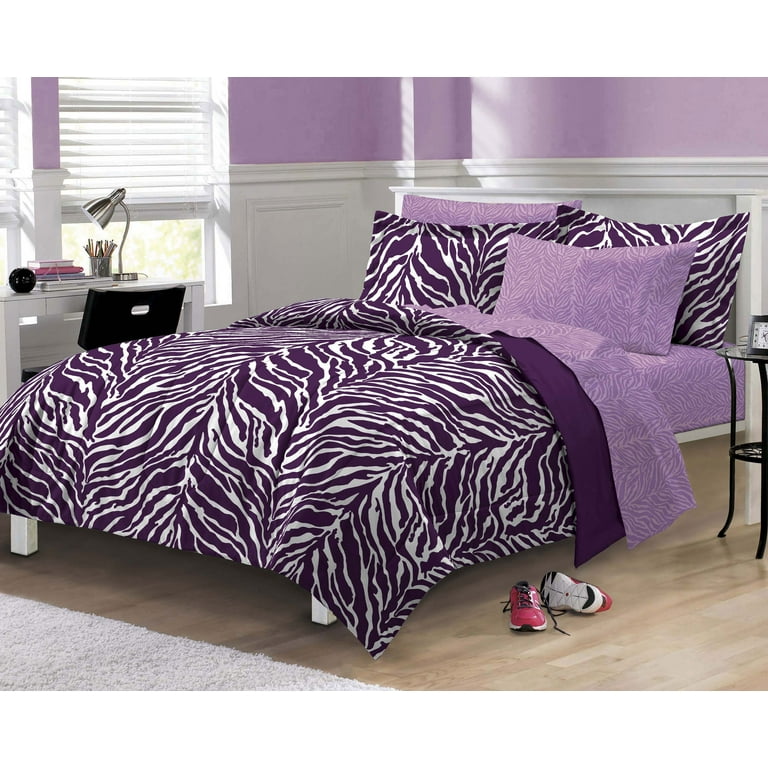 In My Room My Room Zebra Complete Bed in a Bag Bedding Set, Purple - Walmart.com