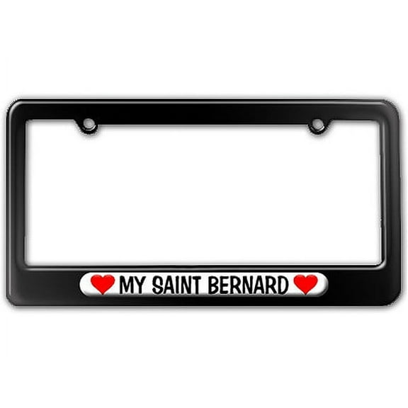 My Saint Bernard Love with Hearts License Plate Frame