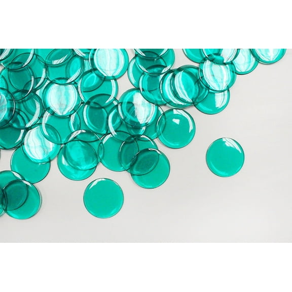 My Scratch Offs 0.75" Green Translucent Plastic Scratcher Chips, Penny Size, 25 Count