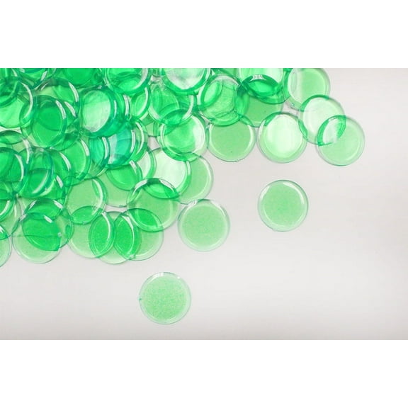 My Scratch Offs 0.75" Lime Green Translucent Plastic Scratcher Chips, Penny Size, 25 Count