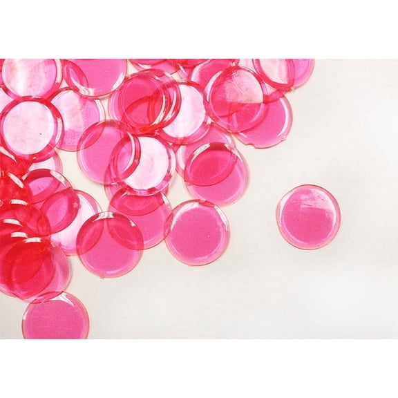 0.75 inch Pink Translucent Plastic Scratcher Chips, Penny Size, 25 Count by My Scratch Offs